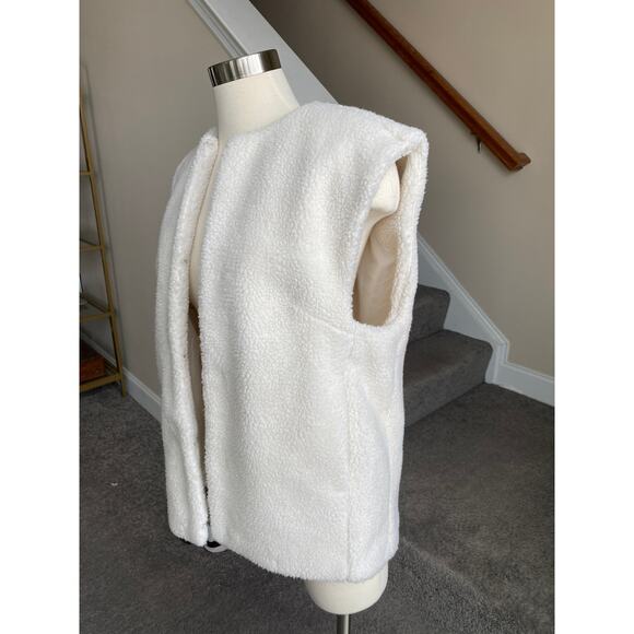 H&M cream shearling oversized vest size XS, - Picture 4 of 12